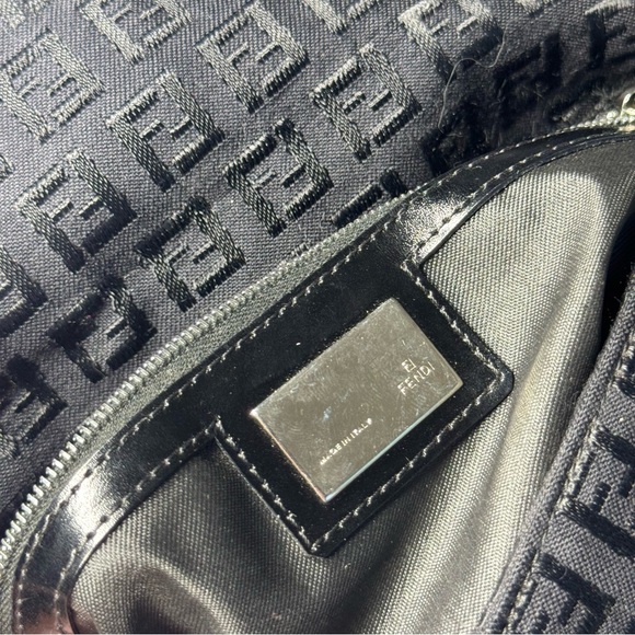 Fendi Vintage Zucchino Canvas Baguette Bag in Black - Picture 11 of 12